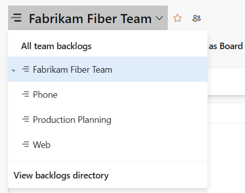 Screenshot shows the menu to select a different team.