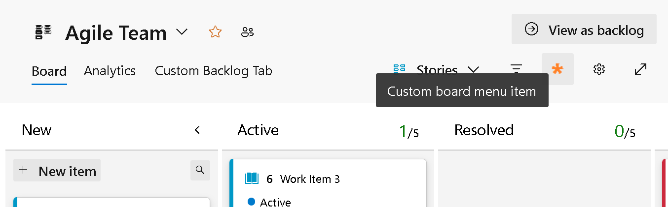 Screenshot of Backlog Board Pivot Filter Actions.