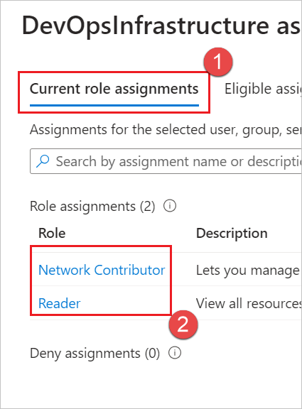 Screenshot that shows virtual network permissions.