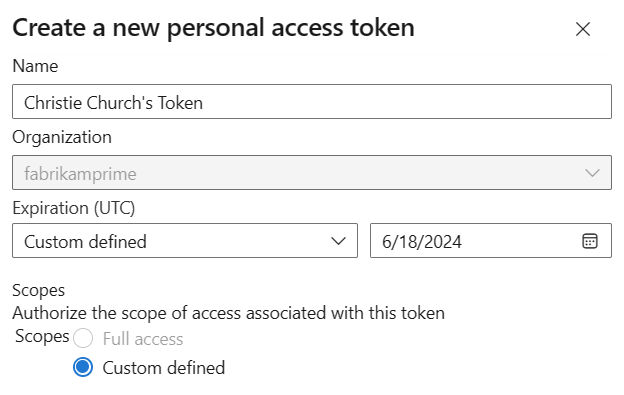 Screenshot that shows entry of basic token information.