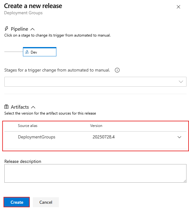 A screenshot displaying how to create a new release.