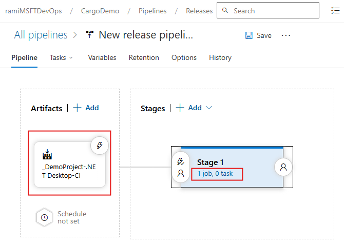 A screenshot displaying how to set up a Classic release pipeline for database deployment.