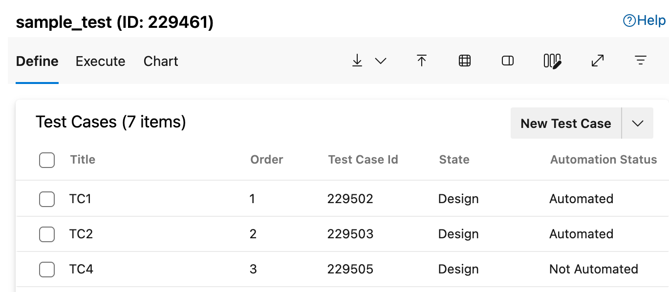 Screenshot of a test case without automation.