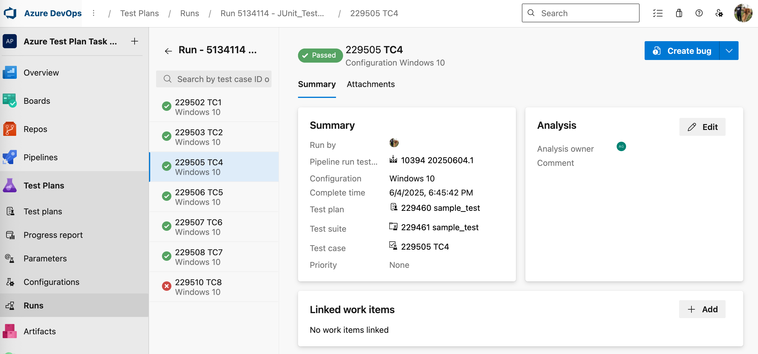 Screenshot of the associated automation tab.