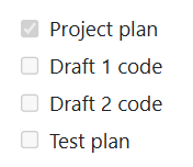 Screenshot that shows a checklist where the first item is marked as completed.