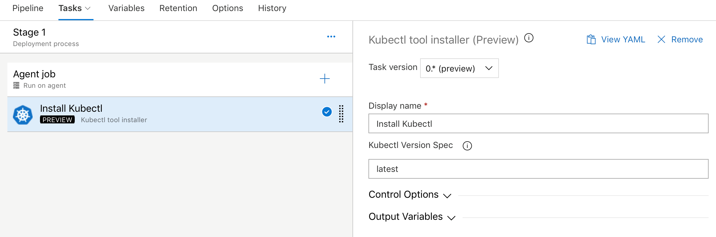kubectl tool installer Screenshot showing the Kubectl tool installer.