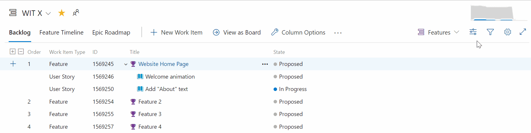 Show or hide child items on the backlog Short video that shows how to show or hide child items on the backlog.