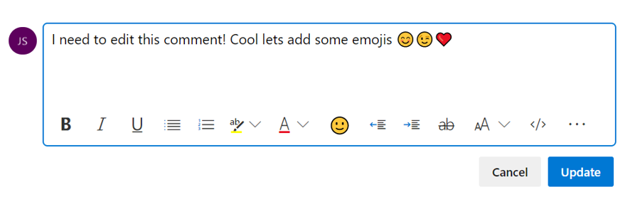 discussion comments Screenshot showing discussion comments.