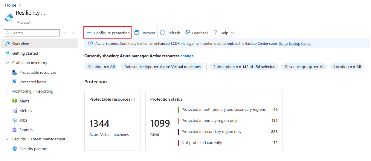 Screenshot shows how to initiate vaulted blob backup.