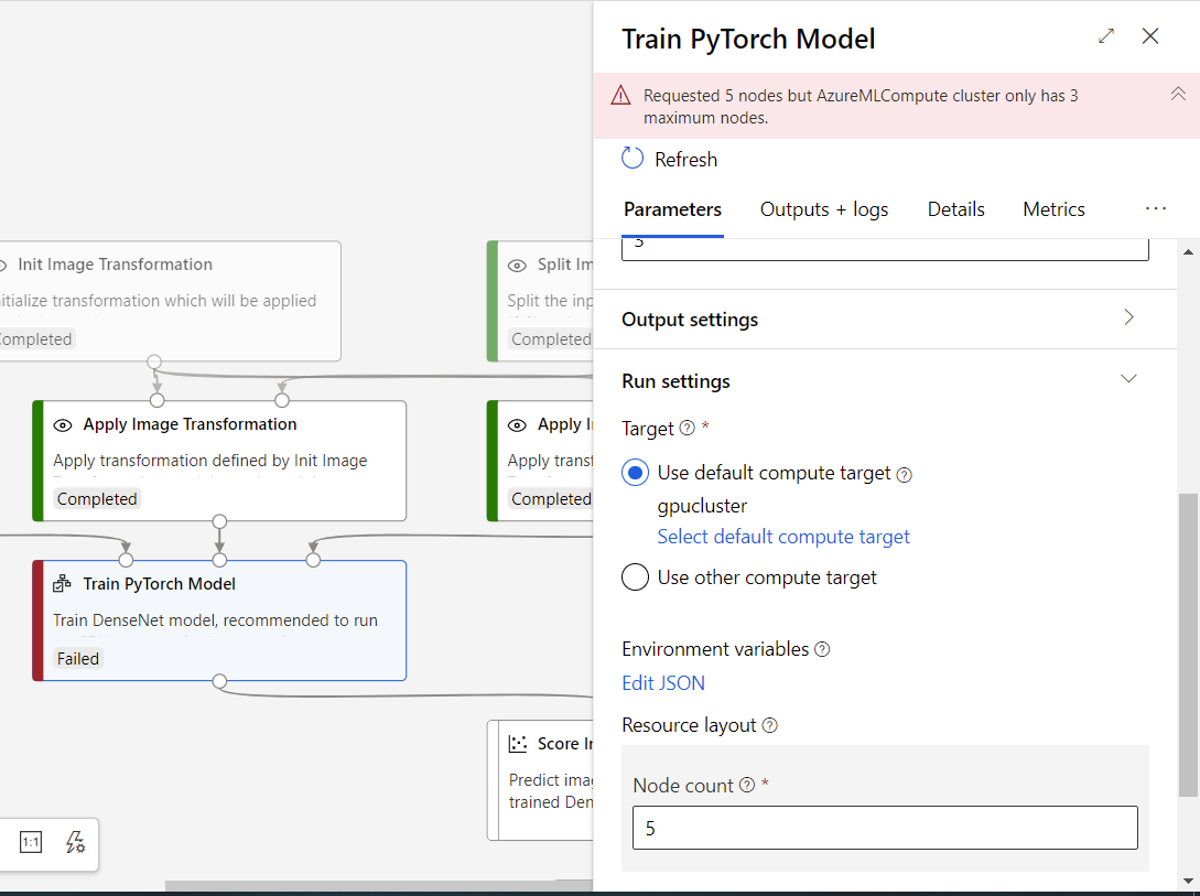Screenshot showing node count error.