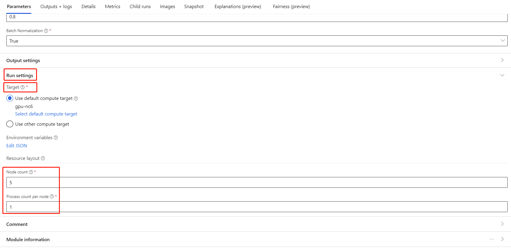 Screenshot showing how to set distributed training in runsetting