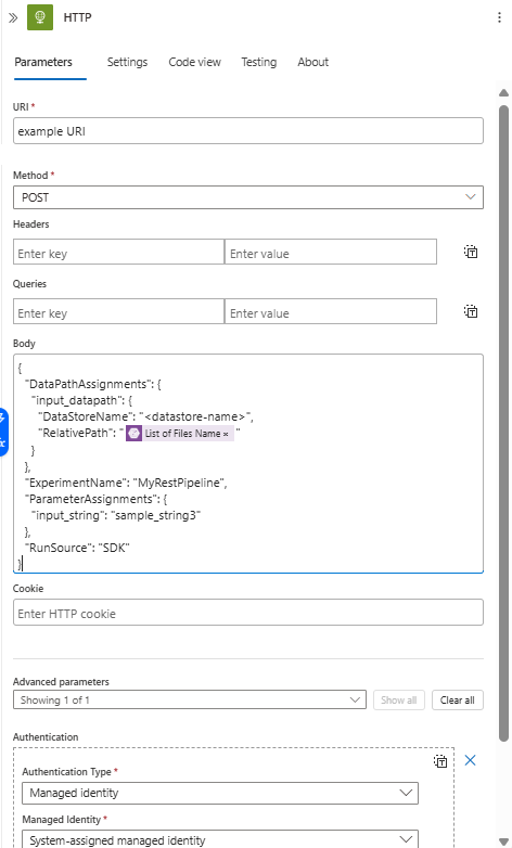 Screenshot that shows the HTTP settings.