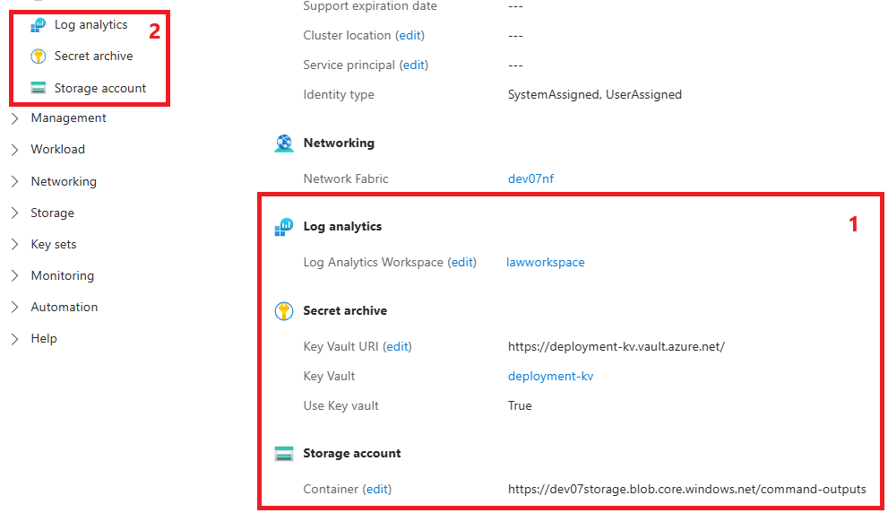 Screenshot of the Azure portal Operator Nexus Cluster Overview page.