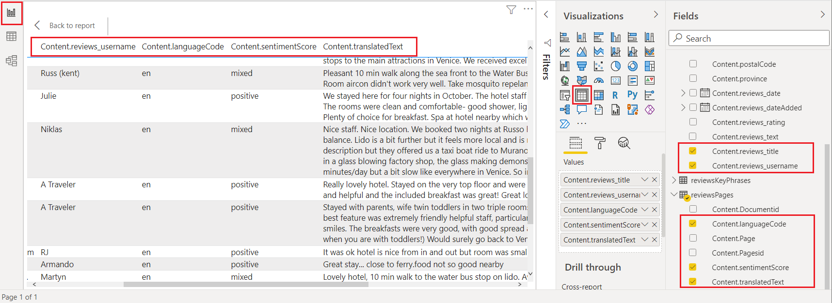 Build a table report Build a table report