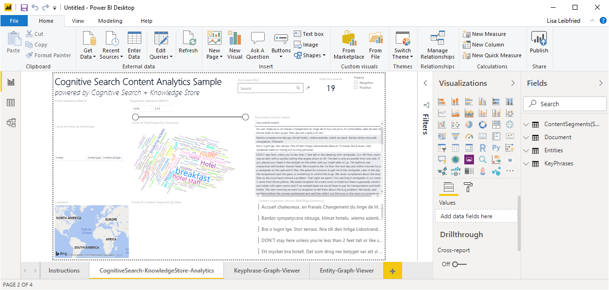 Sample Power BI template Sample Azure AI Search Power BI Template