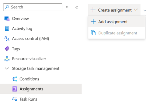 Screenshot that shows the location of the assignments option.