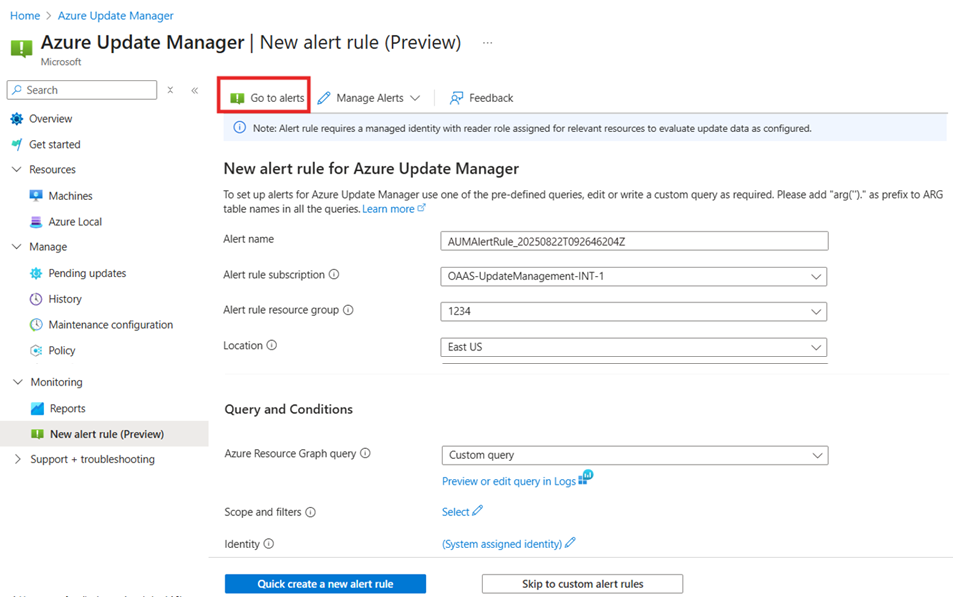Screenshot that shows how to view alerts.