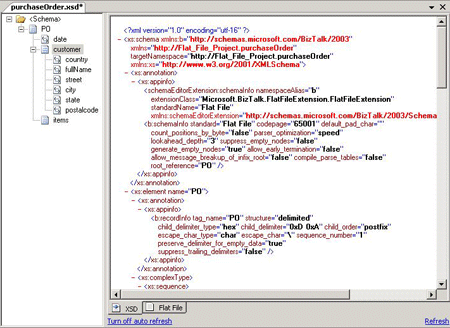 FlatFileSchemaWizard_Schema2 Image that shows the child elements of the customer record.