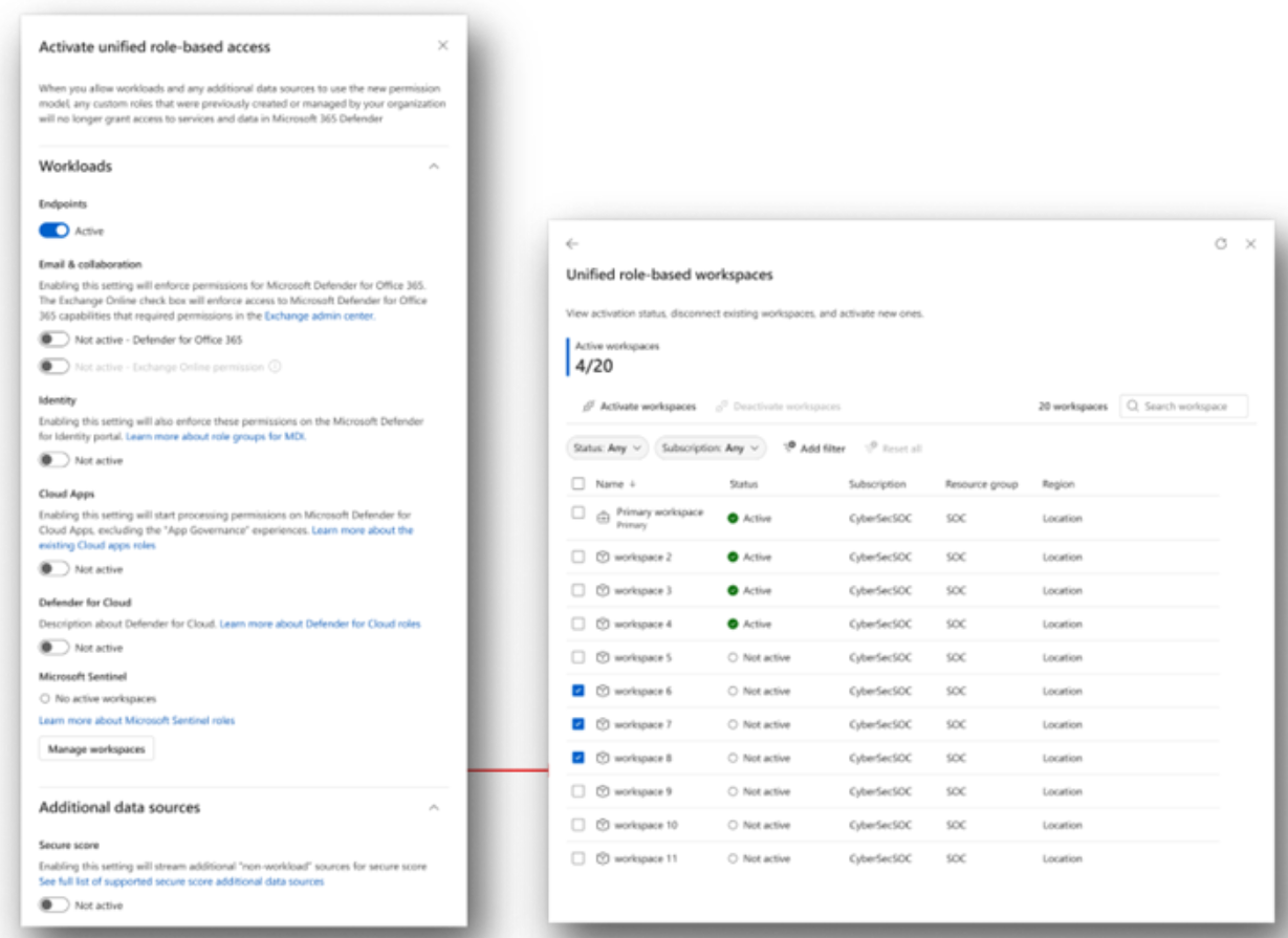 Screenshot of the page where you can choose workloads to activate.