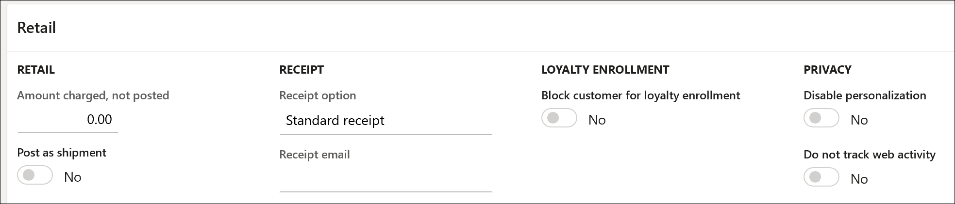 Screenshot of the Privacy settings.