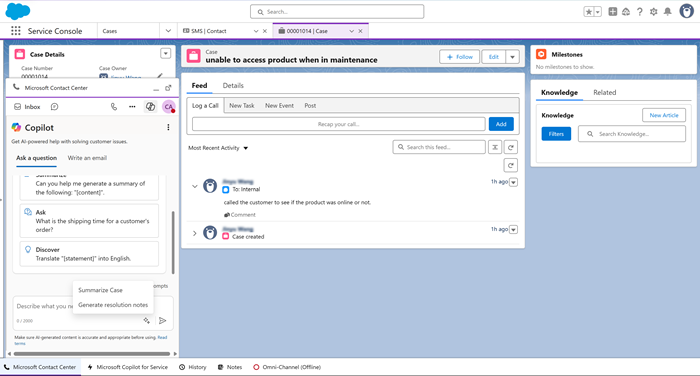 Screenshot of in embedded Copilot.