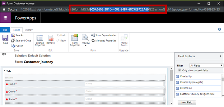 Find the form ID in the URL Find the form ID in the URL.