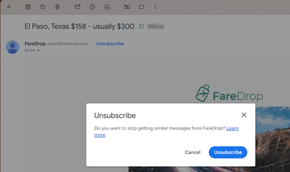 Select the unsubscribe link Select the unsubscribe link