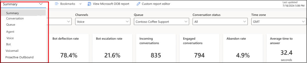 Screenshot of dashboard filter