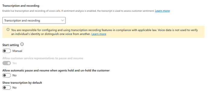 Screenshot of manual option for transcription and recording.