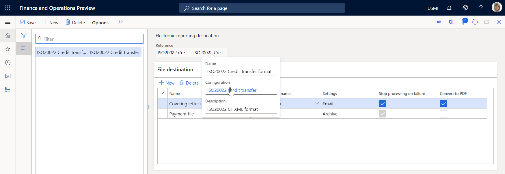 Screenshot of configuration link interface.