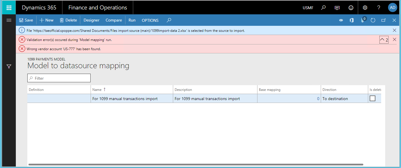 Finished Run ER model mapping.