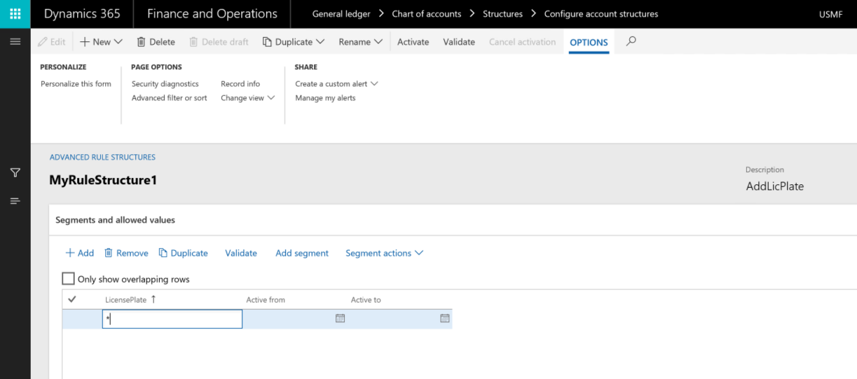 Advanced rule structure page.