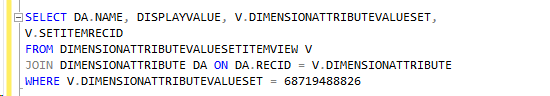 SQL query to find the new default dimension SQL query to find the new default dimension.