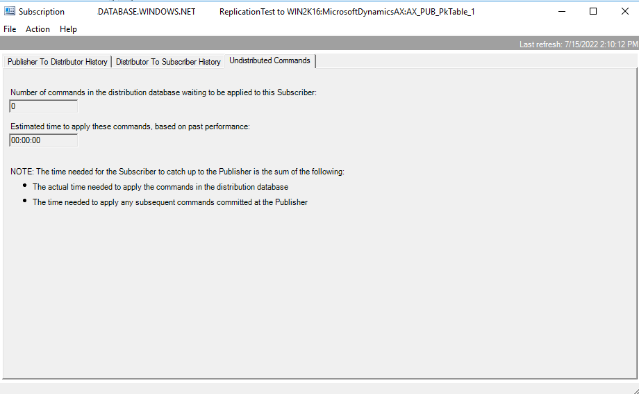 Screenshot of the Undistributed Commands when there are no more outstanding commands.