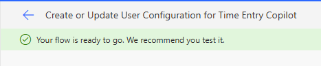 Screenshot of the message that indicates that the flow is ready.