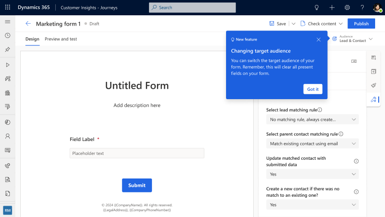 Image showing how to switch target audience Image showing how to switch target audience