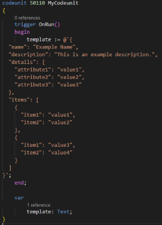 Example of using the new multiline string feature in AL Example of using the new multiline string feature in AL