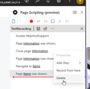 Delete steps in the middle of the script Delete steps in the middle of the script