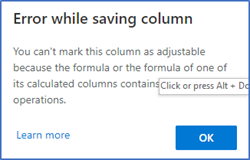 Error message for operations other than addition and subtraction Error message for operations other than addition and subtraction.
