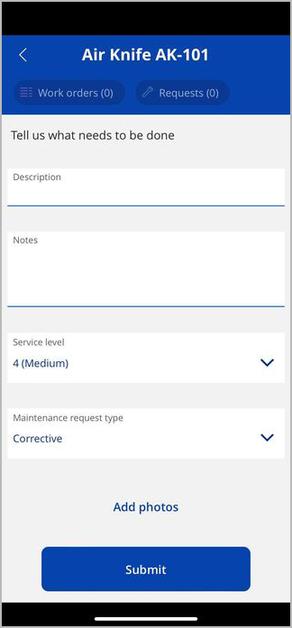 Maintenance request details Maintenance request details.