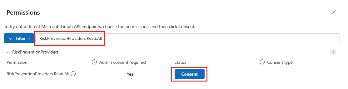 Screenshot showing the consent button.