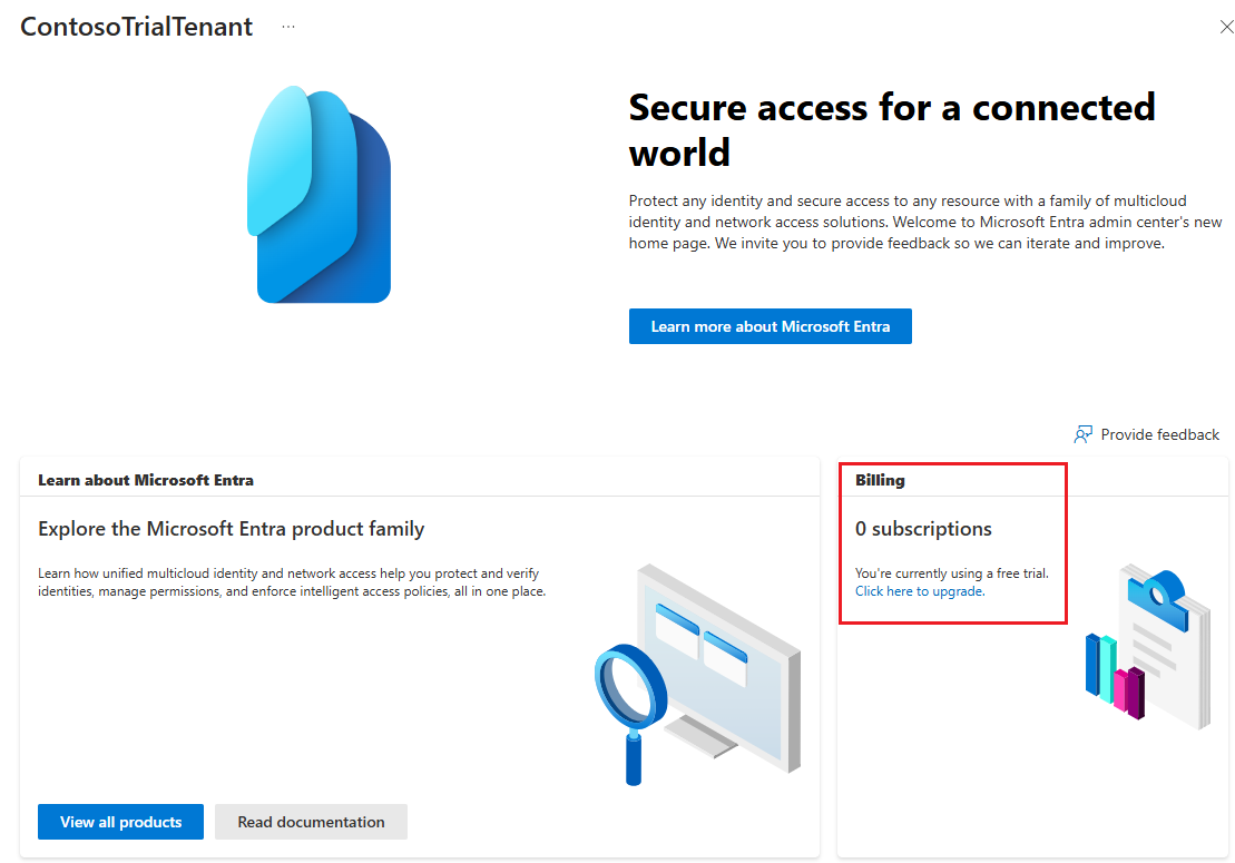 Screenshot of how to upgrade and link a subscription.