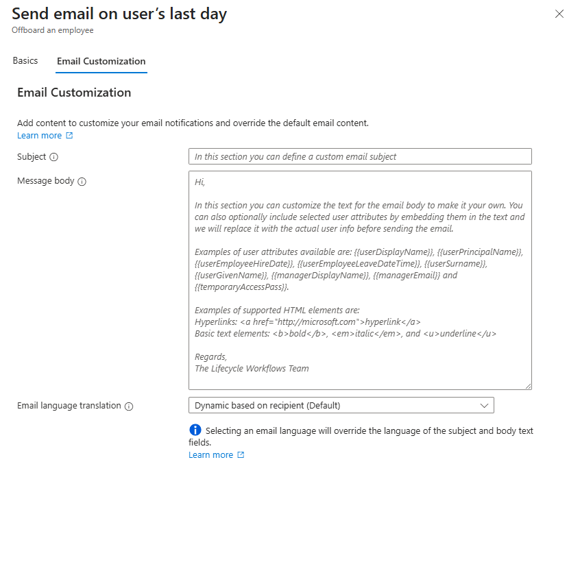 Screenshot of an example of a customized email from a workflow.