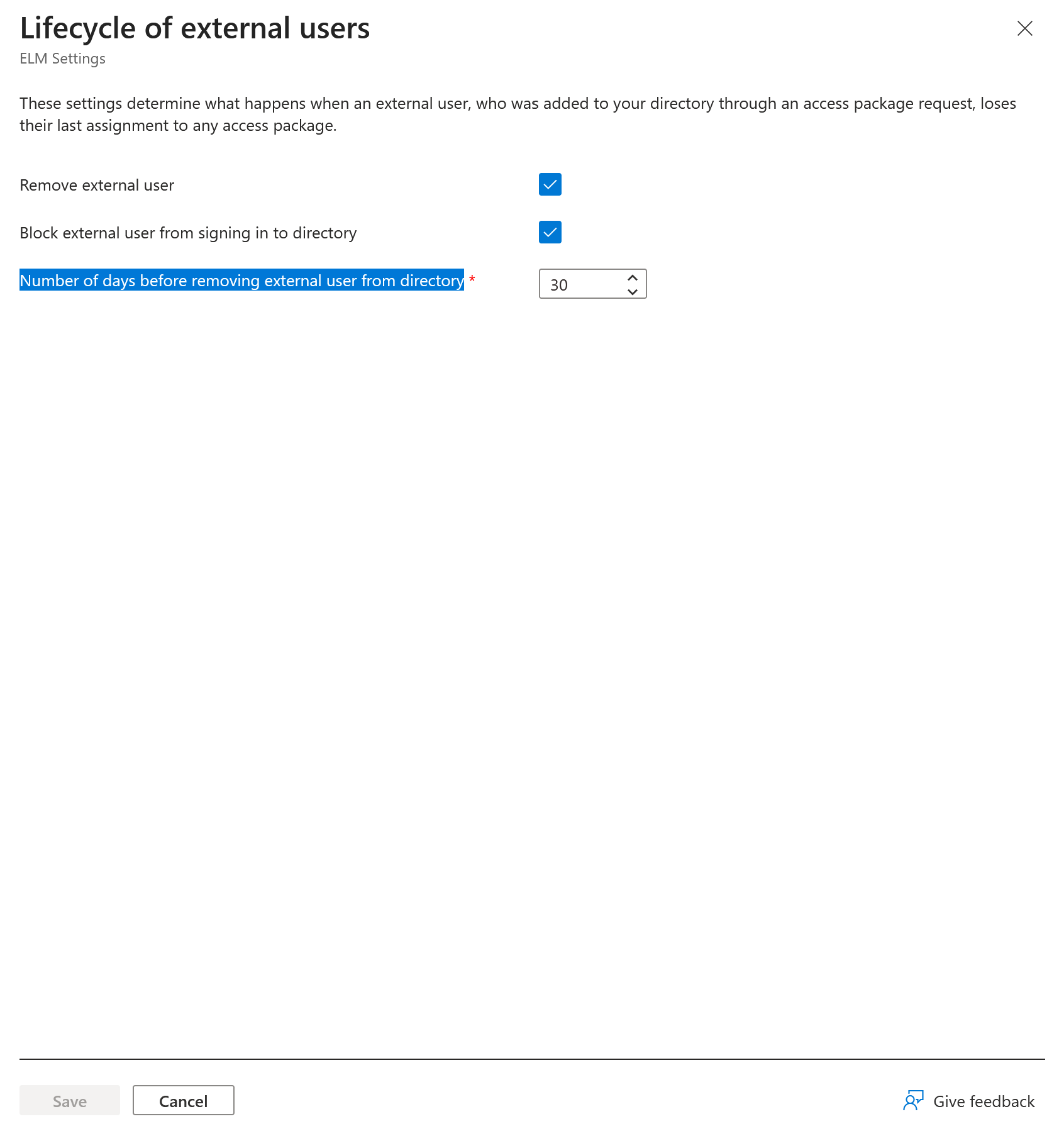 Screenshot of the external settings options.