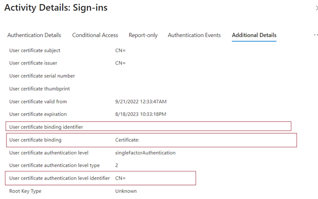 Screenshot that shows the sign-in log details.