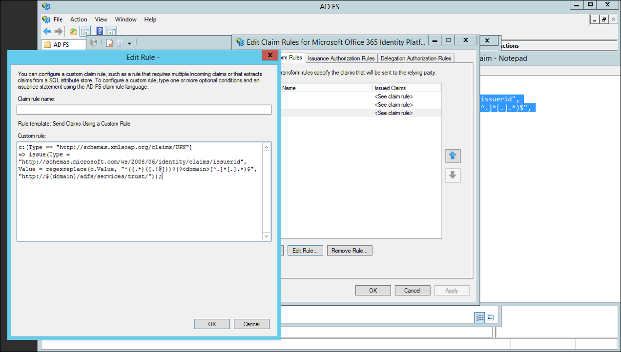 Screenshot of the Replace claim dialog.