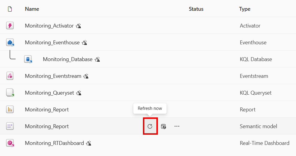 Screenshot of the refresh option.