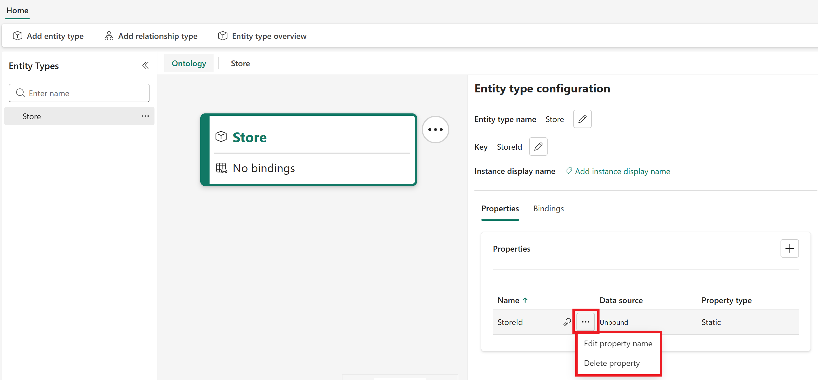 Screenshot of editing or deleting a property.