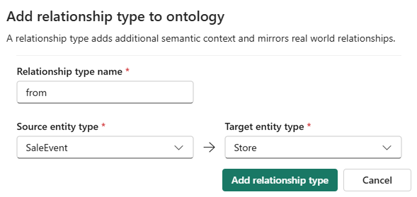 Screenshot of entering relationship type details.