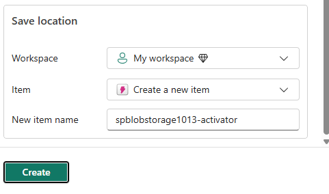 Screenshot that shows the Add rule pane with the location for the Fabric activator item selected.
